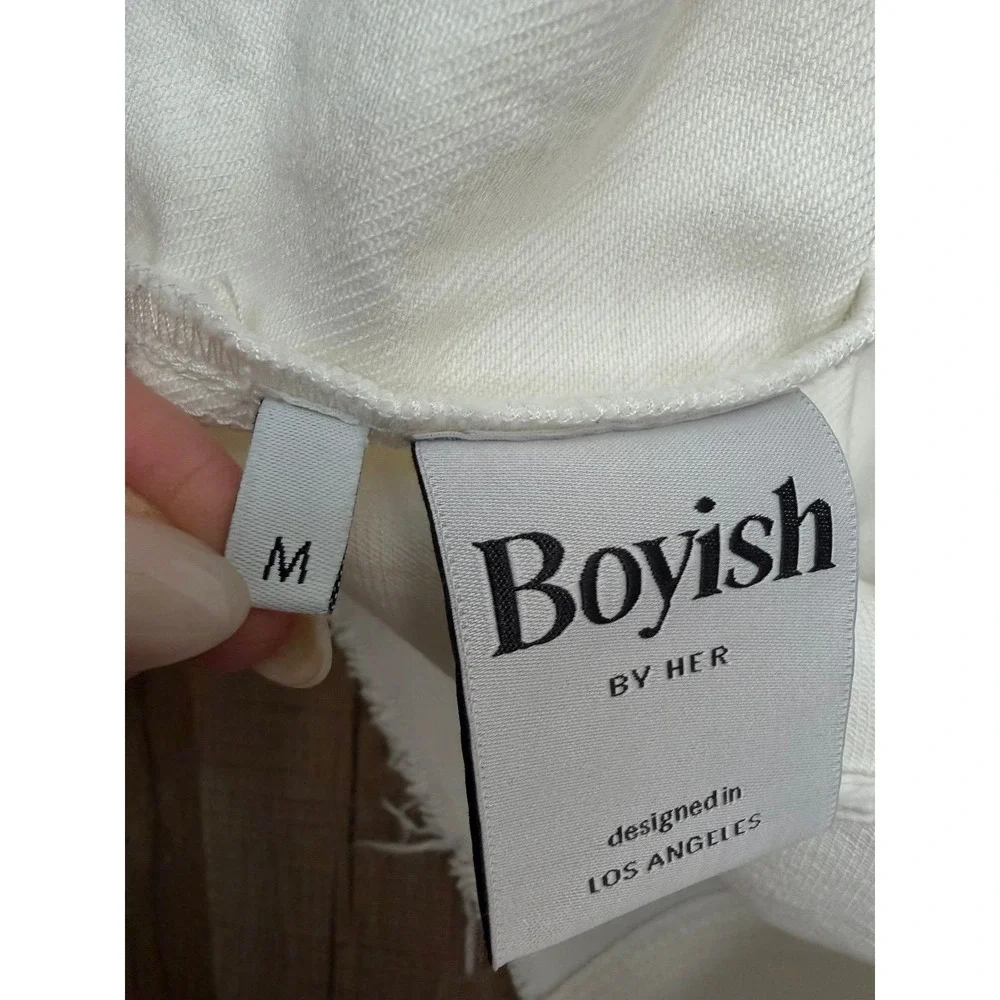 Boyish Kennedy Denim‎ Dress Women M Off White Button Front Frayed Hem - Picture 7 of 11